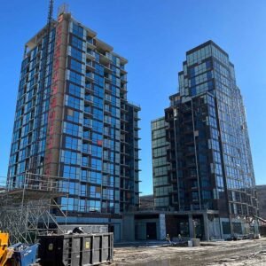 Wellings of Calgary Towers during construction. We are preparing to install blinds