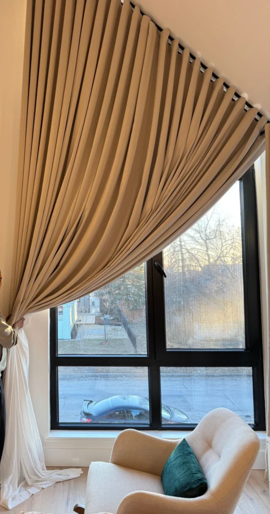 Also this curtains on angled window